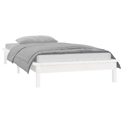 LED Bed Frame without Mattress White 90x200 cm Solid Wood
