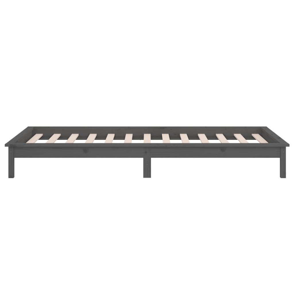 LED Bed Frame without Mattress Grey 90x200 cm Solid Wood