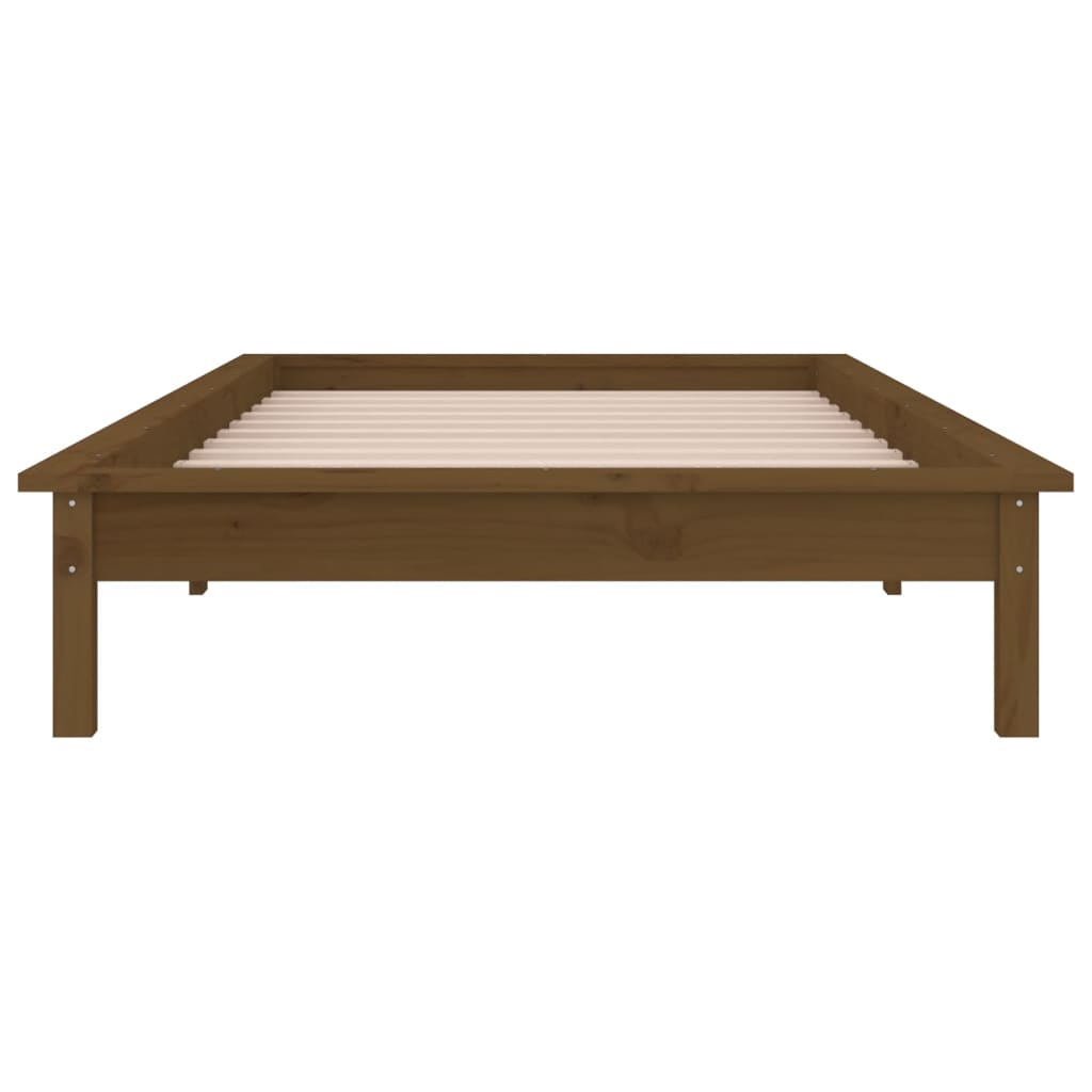 LED Bed Frame without Mattress Honey Brown 90x200 cm Solid Wood