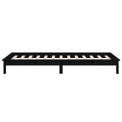 LED Bed Frame without Mattress Black 100x200 cm Solid Wood