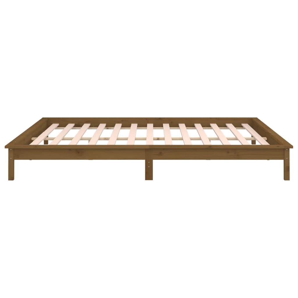 LED Bed Frame without Mattress Honey Brown 140x200 cm Solid Wood