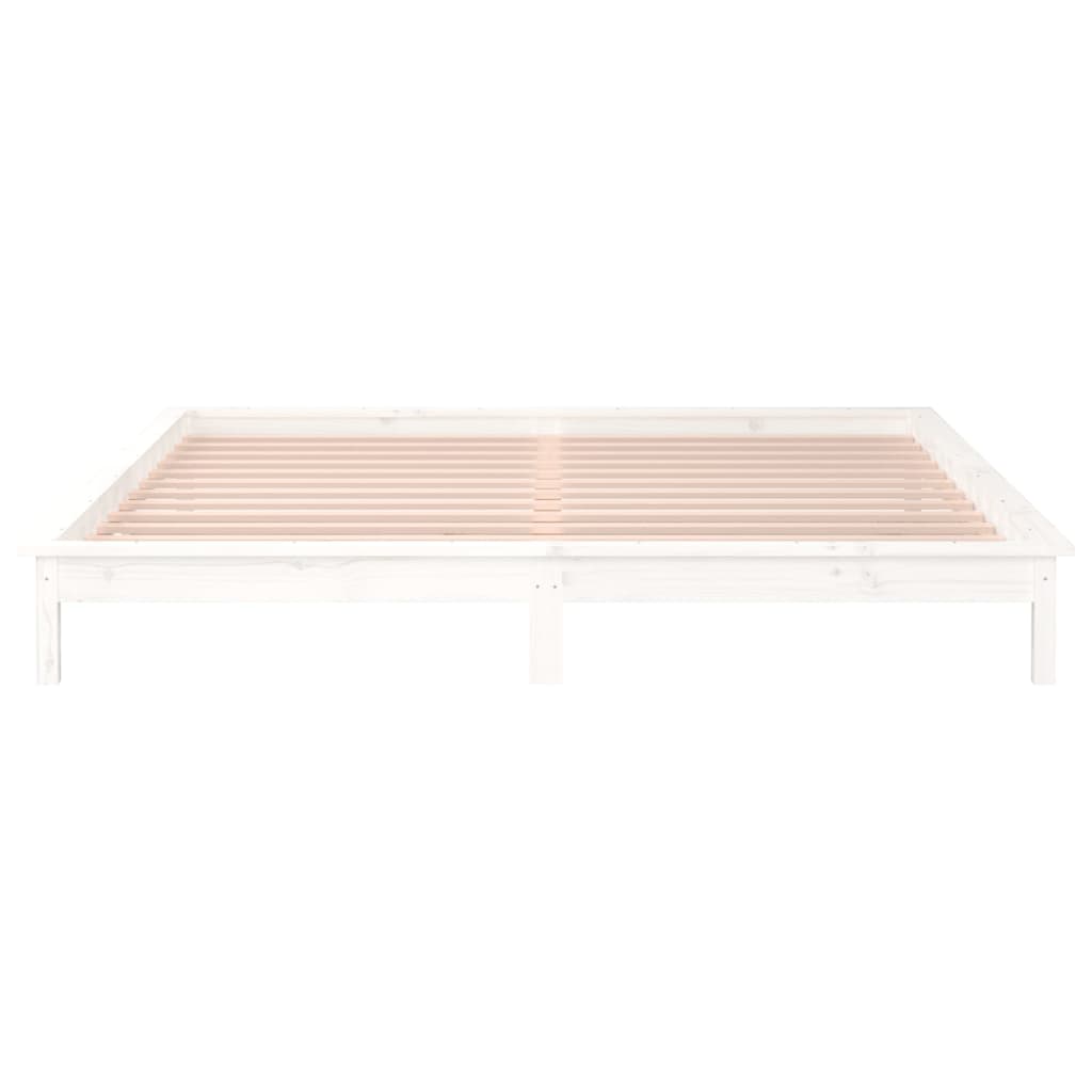 LED Bed Frame without Mattress White 160x200 cm Solid Wood