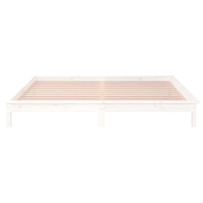 LED Bed Frame without Mattress White 160x200 cm Solid Wood