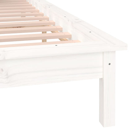LED Bed Frame without Mattress White 160x200 cm Solid Wood