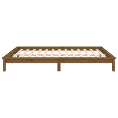 LED Bed Frame without Mattress Honey Brown 160x200 cm Solid Wood