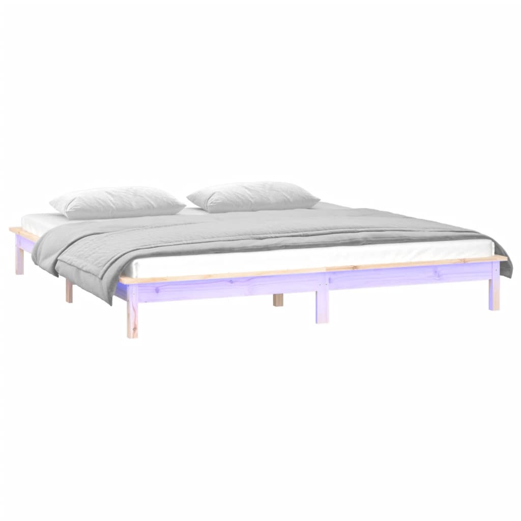 LED Bed Frame without Mattress 180x200 cm Super King  Solid Wood
