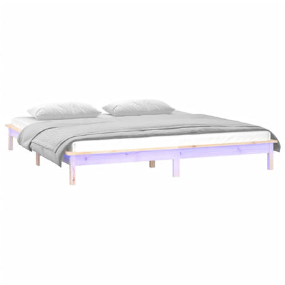 LED Bed Frame without Mattress 180x200 cm Super King  Solid Wood