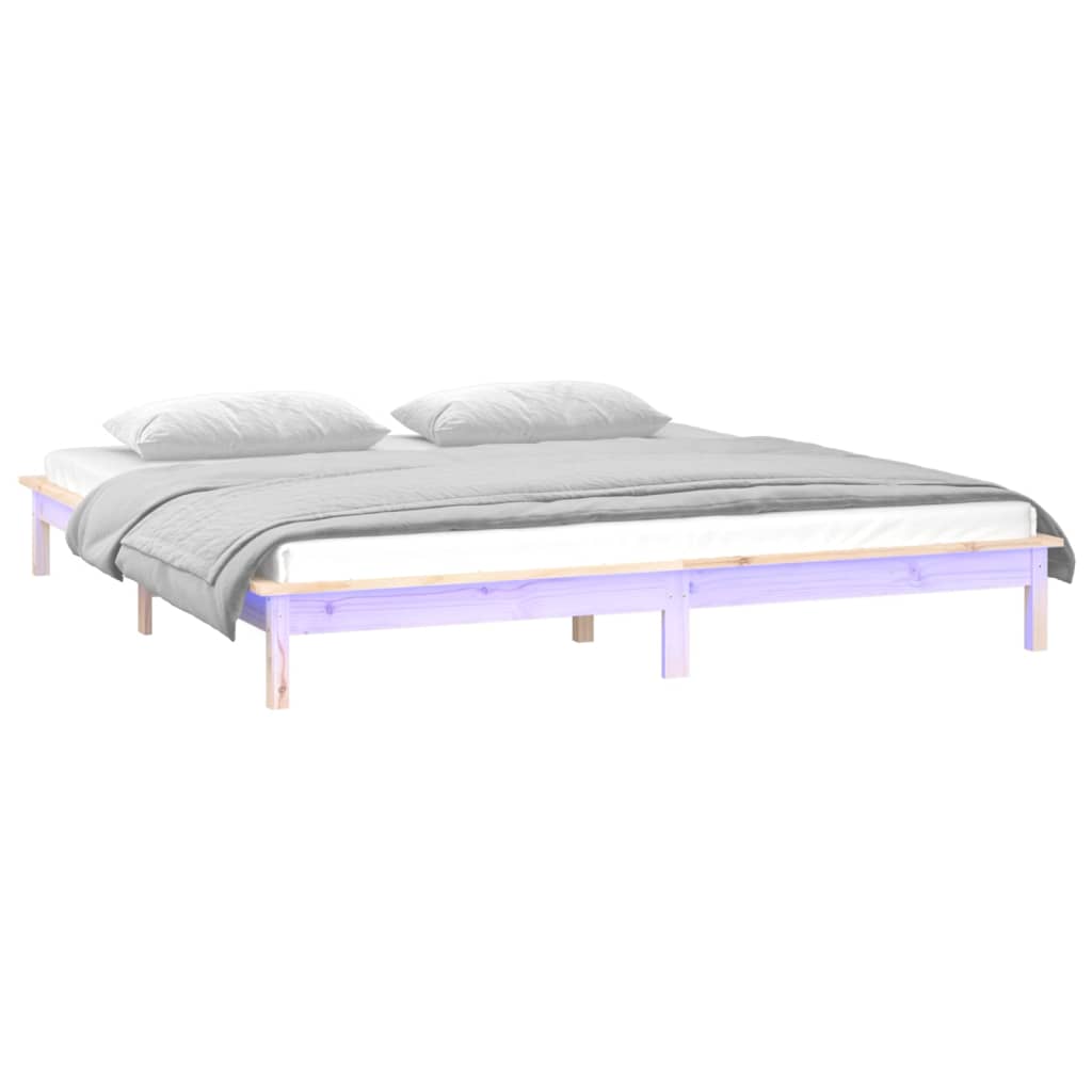 LED Bed Frame without Mattress 200x200 cm Solid Wood