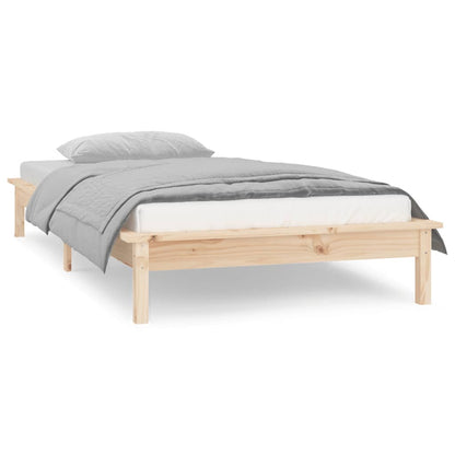 LED Bed Frame without Mattress 75x190 cm Small Single Small Single Solid Wood