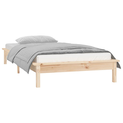 LED Bed Frame without Mattress 75x190 cm Small Single Small Single Solid Wood