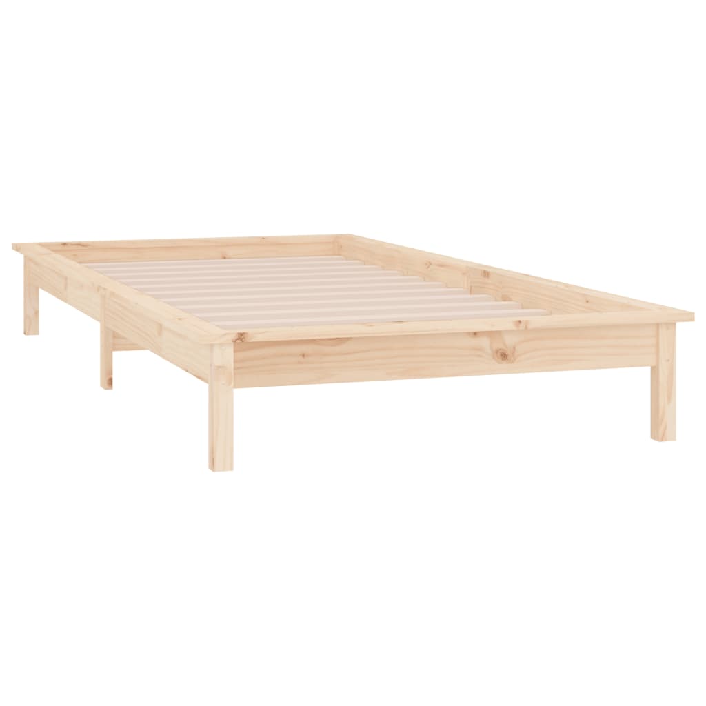 LED Bed Frame without Mattress 75x190 cm Small Single Small Single Solid Wood