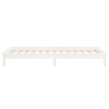LED Bed Frame without Mattress White 90x190 cm Single Single Solid Wood