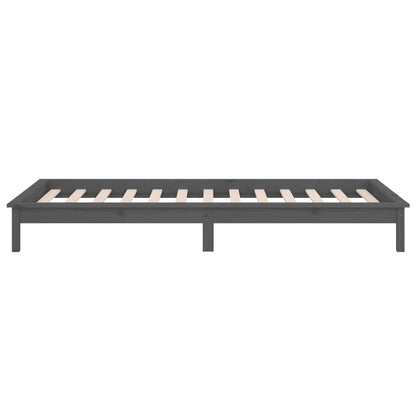 LED Bed Frame without Mattress Grey 90x190 cm Single Single Solid Wood