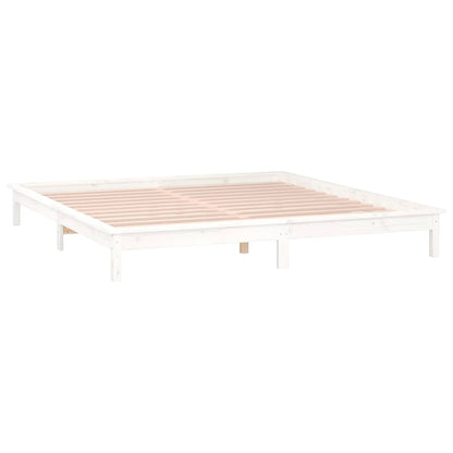 LED Bed Frame without Mattress White 120x190 cm Small Double  Solid Wood