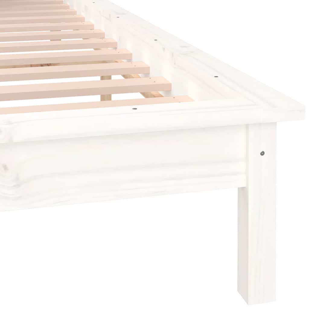 LED Bed Frame without Mattress White 120x190 cm Small Double  Solid Wood