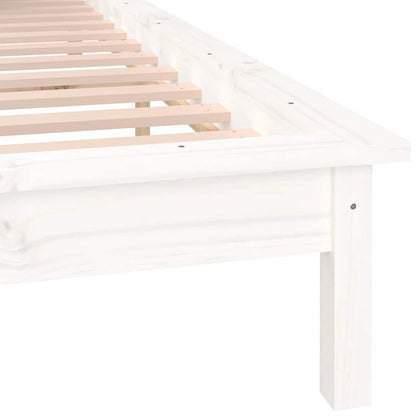 LED Bed Frame without Mattress White 120x190 cm Small Double  Solid Wood