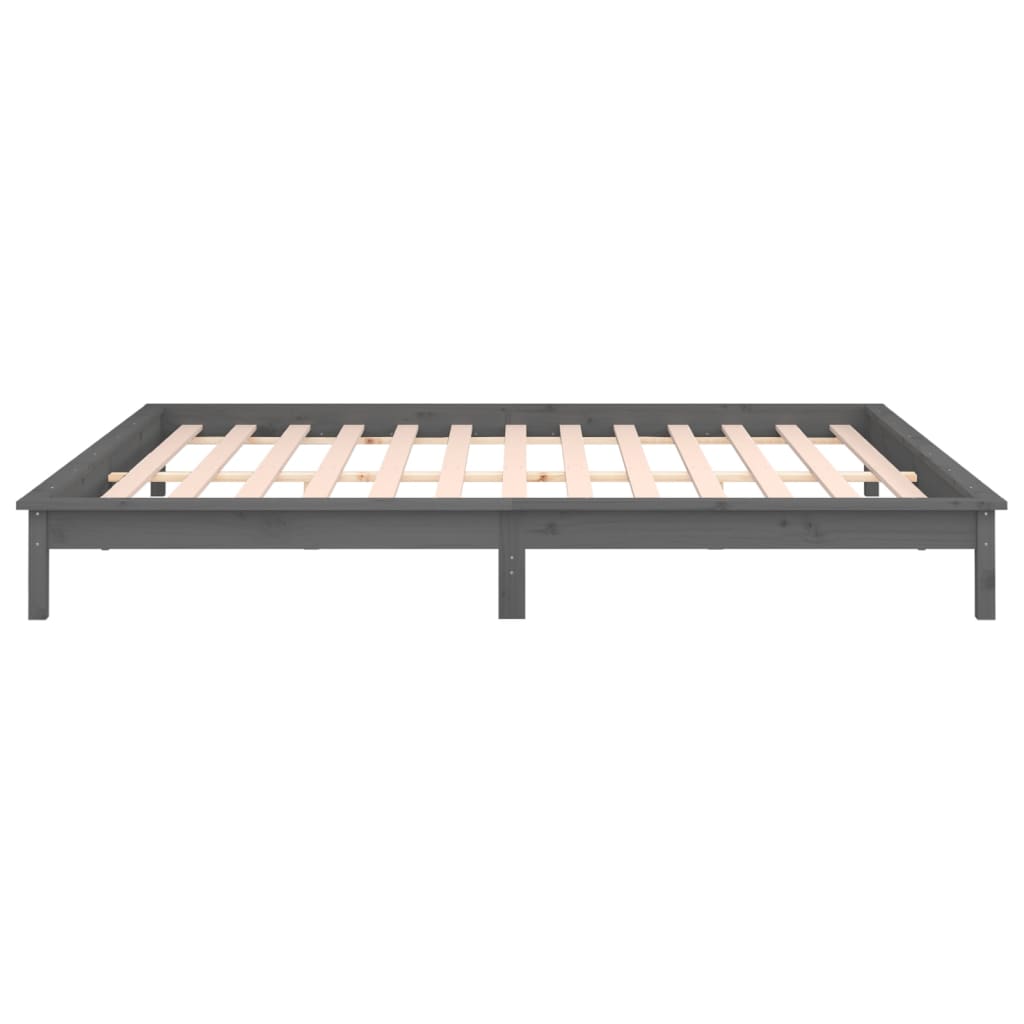 LED Bed Frame without Mattress Grey 120x190 cm Small Double  Solid Wood