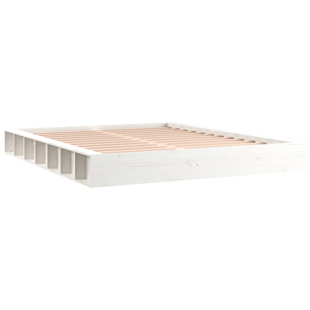 Bed Frame | White | Solid Pine Wood | 200x200 cm | Bed Frame