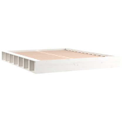 Bed Frame | White | Solid Pine Wood | 200x200 cm | Bed Frame