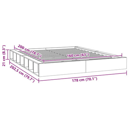 Bed Frame without Mattress White 160x200 cm Solid Wood