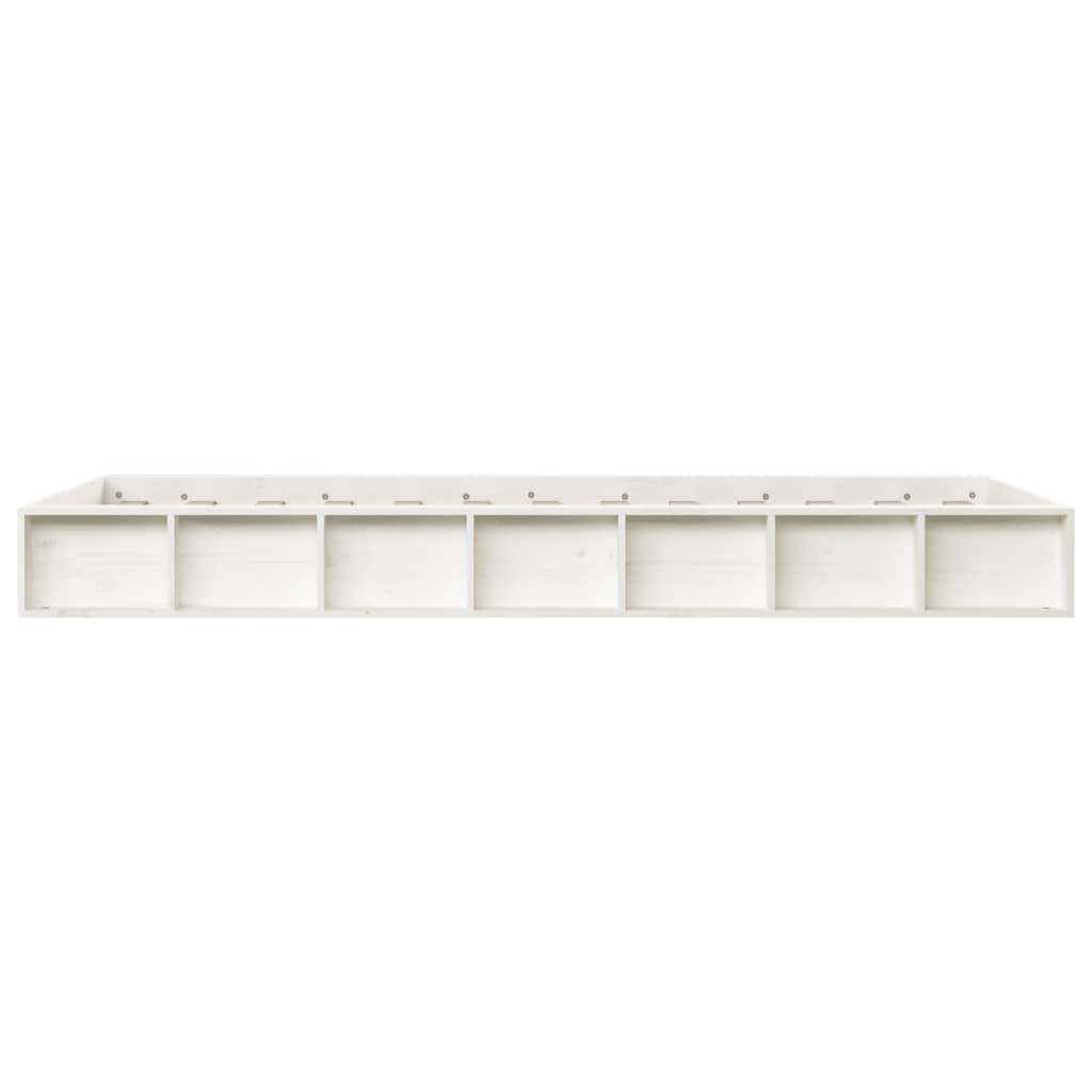 Bed Frame | White | Solid Pine Wood | 140 x 190 | Decorative Inlays