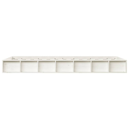 Bed Frame | White | Solid Pine Wood | 140 x 190 | Decorative Inlays