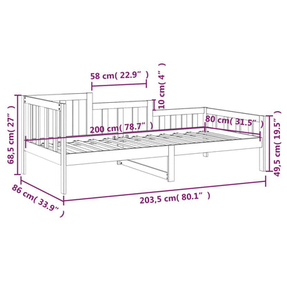 Day Bed without Mattress White 80x200 cm Solid Wood Pine