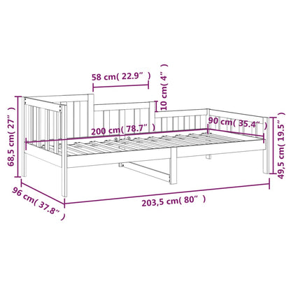 Day Bed | Natural Wood | Solid pinewood | 90 x 200 cm
