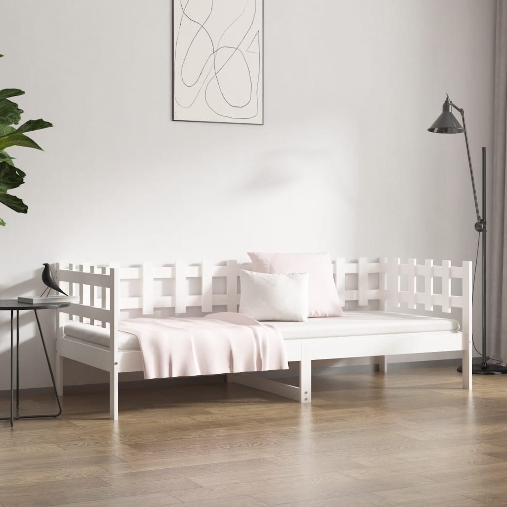 Day Bed without Mattress White 90x200 cm Solid Wood Pine