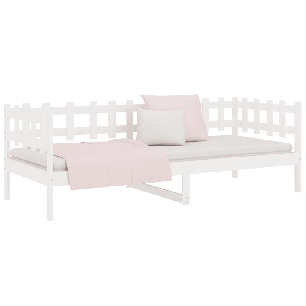 Day Bed without Mattress White 90x190 cm Single Solid Wood Pine