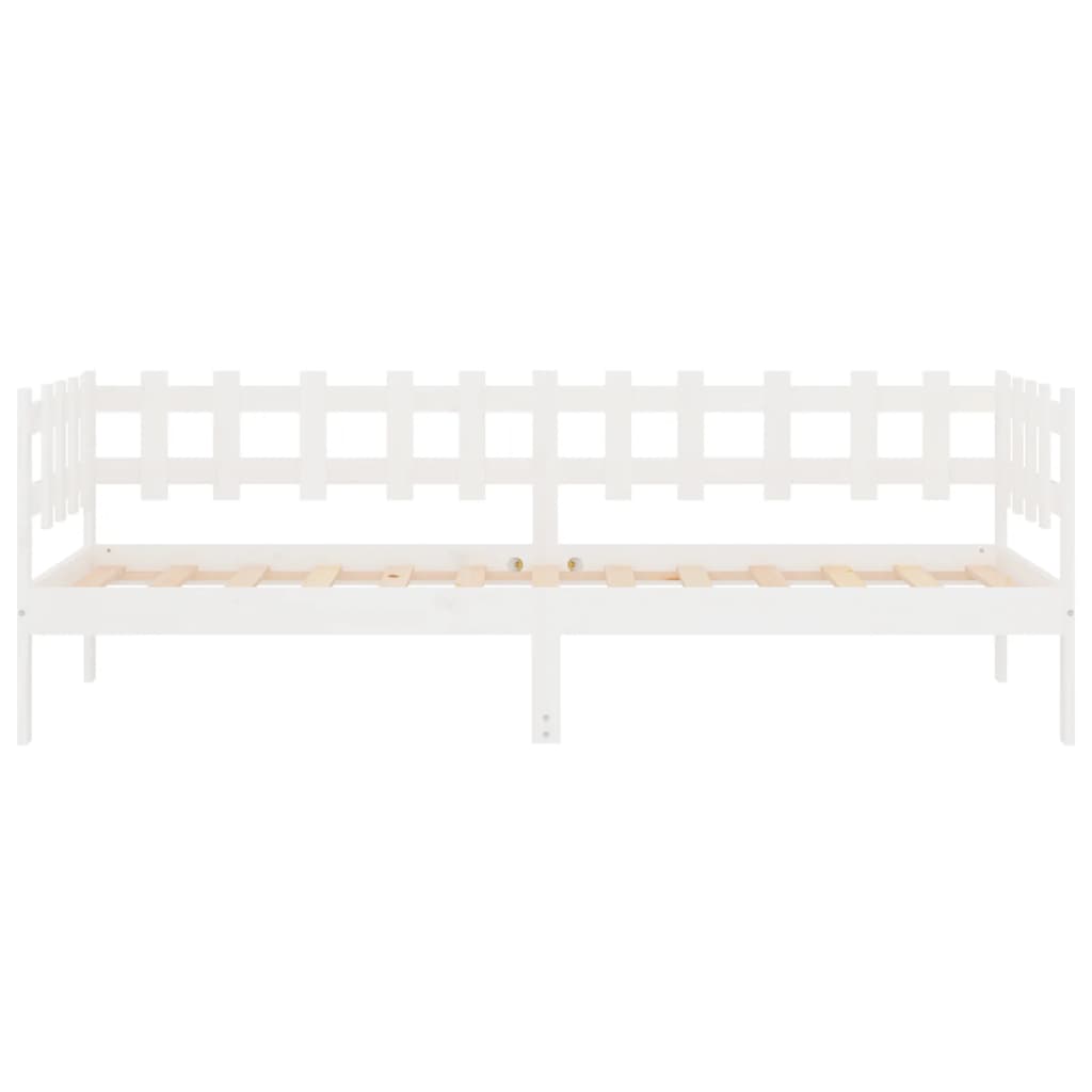 Day Bed without Mattress White 90x190 cm Single Solid Wood Pine