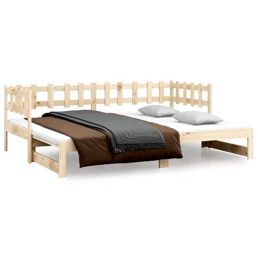 Pull-out Day Bed without Mattress 2x(80x200) cm Solid Wood Pine