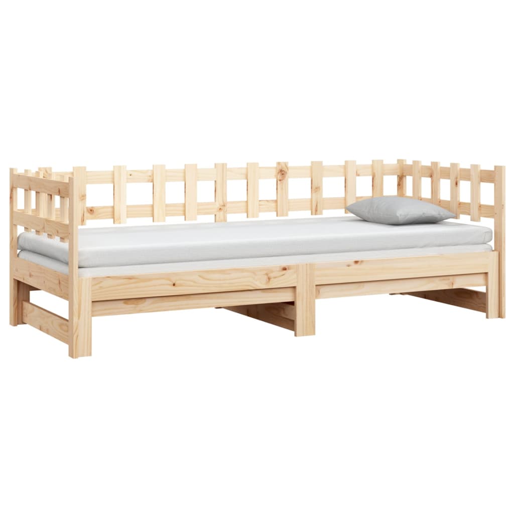 Pull-out Day Bed without Mattress 2x(80x200) cm Solid Wood Pine