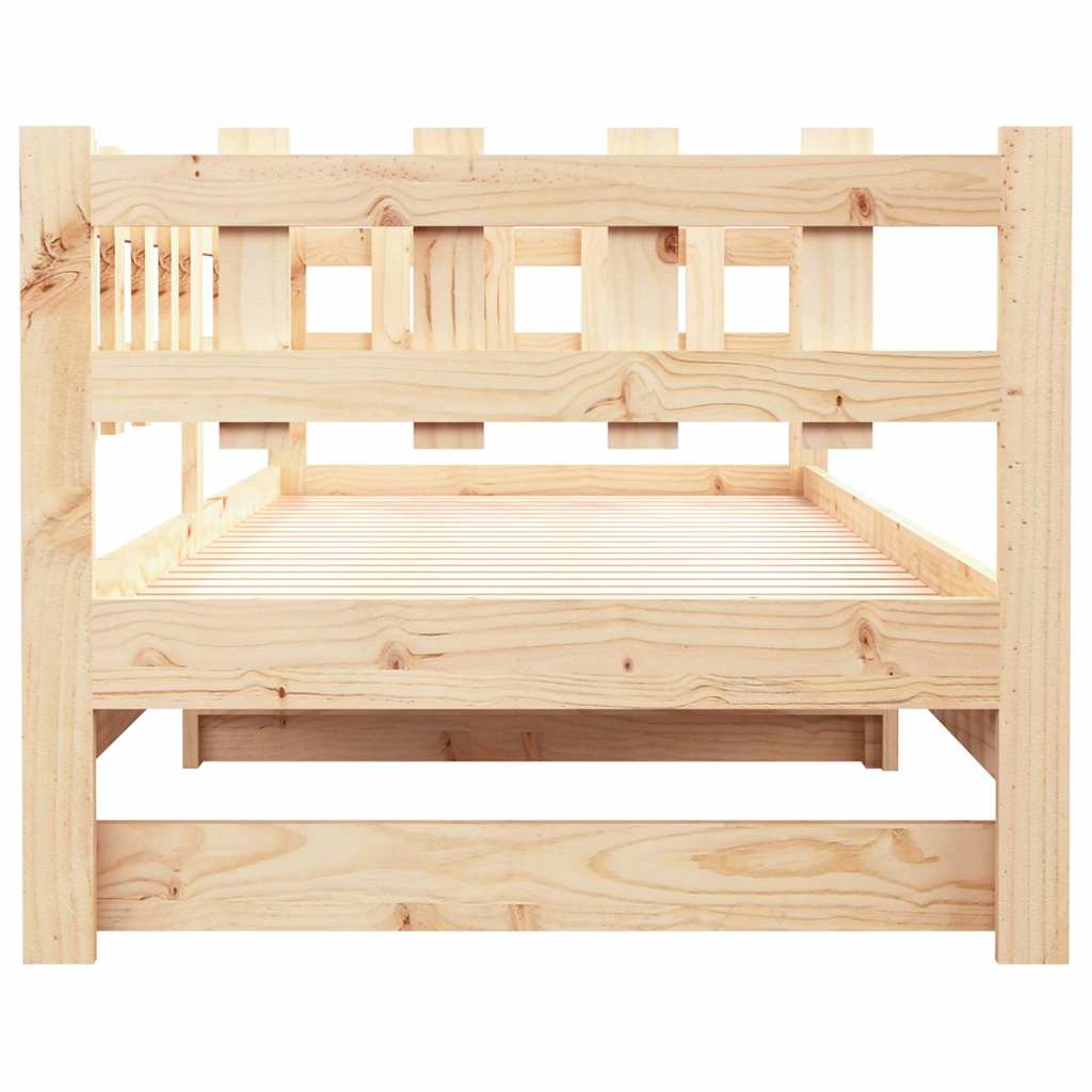 Pull-out Day Bed without Mattress 2x(90x200) cm Solid Wood Pine