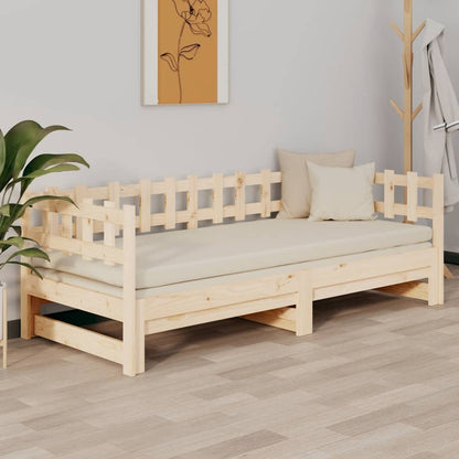 Pull-out Day Bed without Mattress 2x(90x200) cm Solid Wood Pine