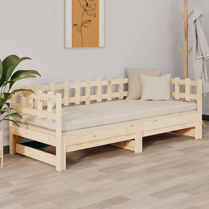 Pull-out Day Bed without Mattress 2x(90x200) cm Solid Wood Pine