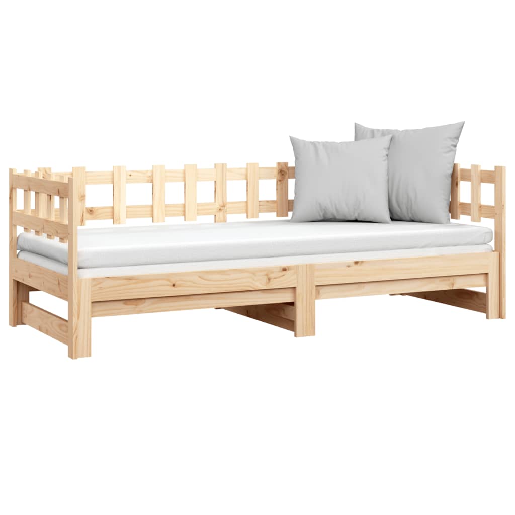 Pull-out Day Bed without Mattress 2x(90x200) cm Solid Wood Pine