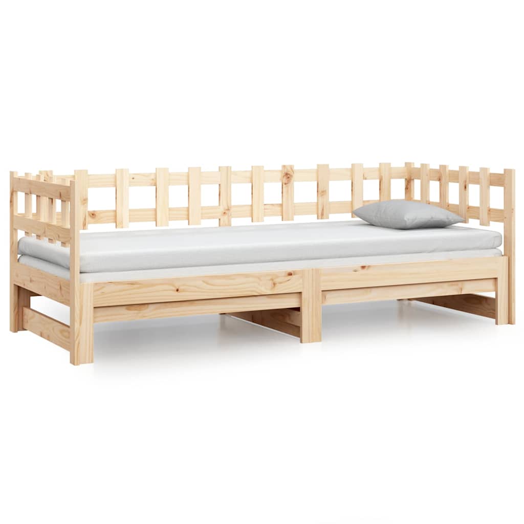Pull-out Day Bed without Mattress 2x(90x200) cm Solid Wood Pine