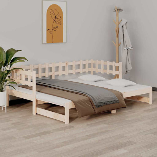 Pull-out Day Bed without Mattress 2x(90x200) cm Solid Wood Pine