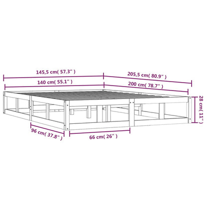 Bed Frame without Mattress 140x200 cm Solid Wood