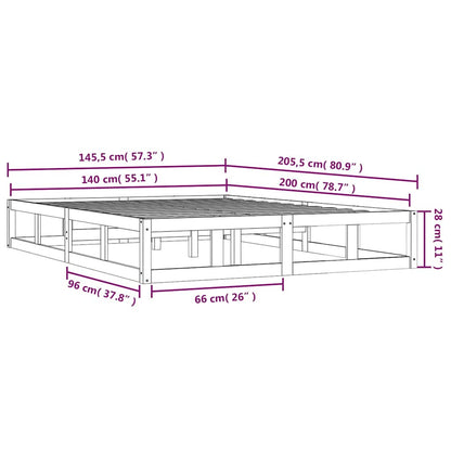 Bed Frame without Mattress White 140x200 cm Solid Wood