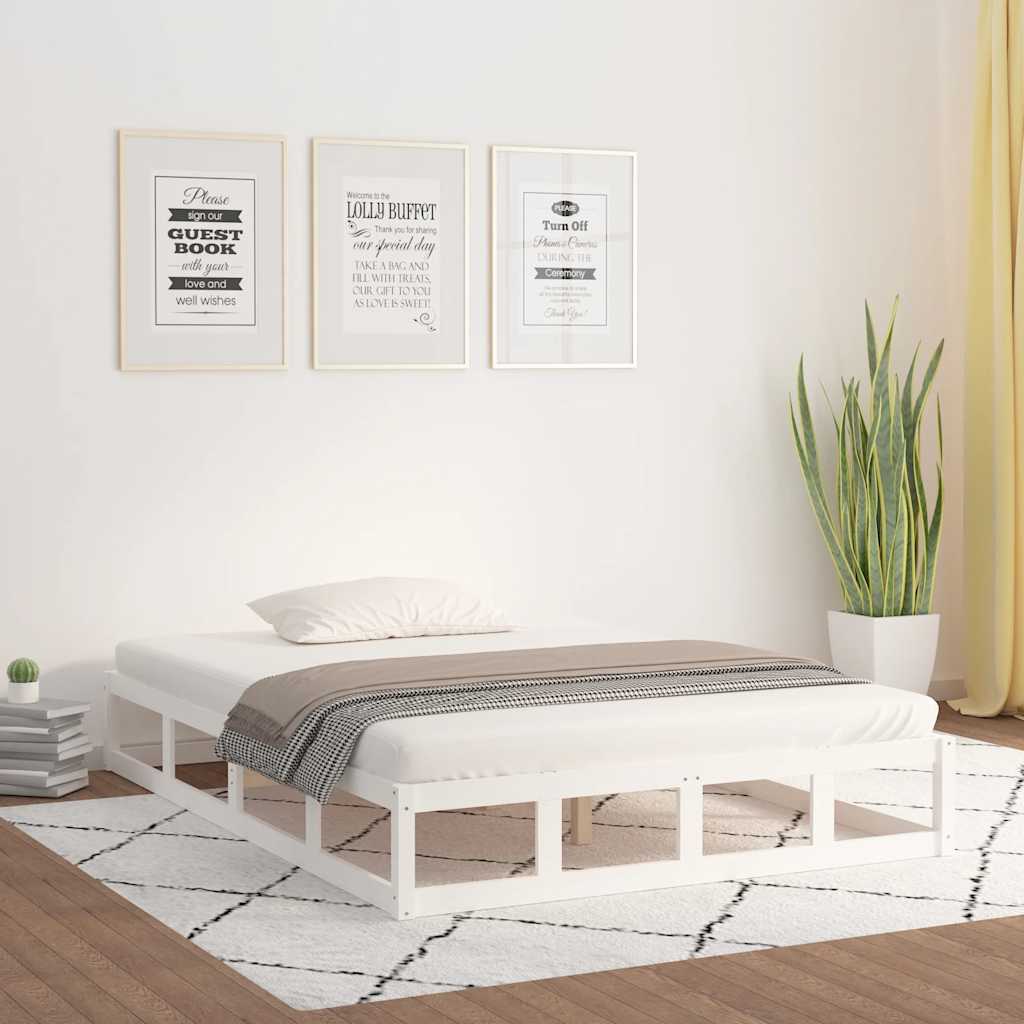 Bed Frame without Mattress White 140x200 cm Solid Wood