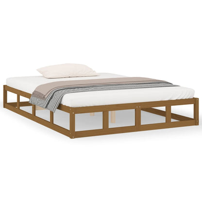 Bed Frame without Mattress Honey Brown 150x200 cm King Size  Solid Wood