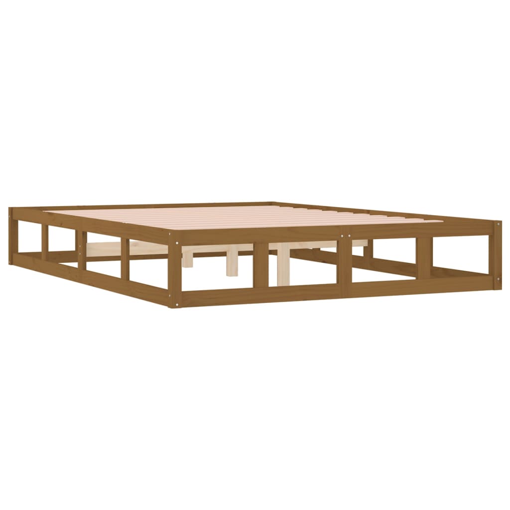 Bed Frame without Mattress Honey Brown 150x200 cm King Size  Solid Wood