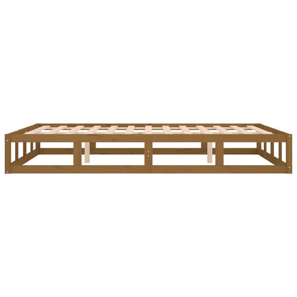 Bed Frame without Mattress Honey Brown 150x200 cm King Size  Solid Wood