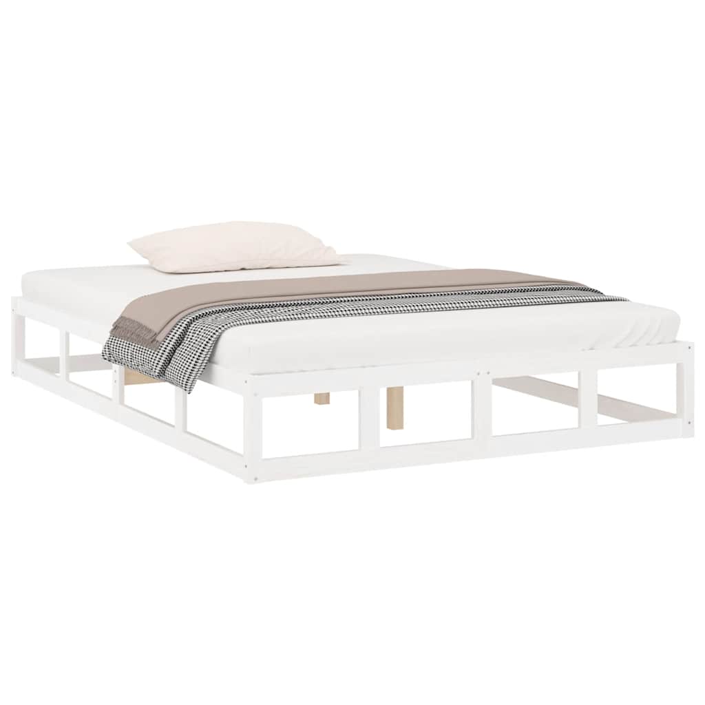 Bed Frame without Mattress White 135x190 cm Double Double Solid Wood