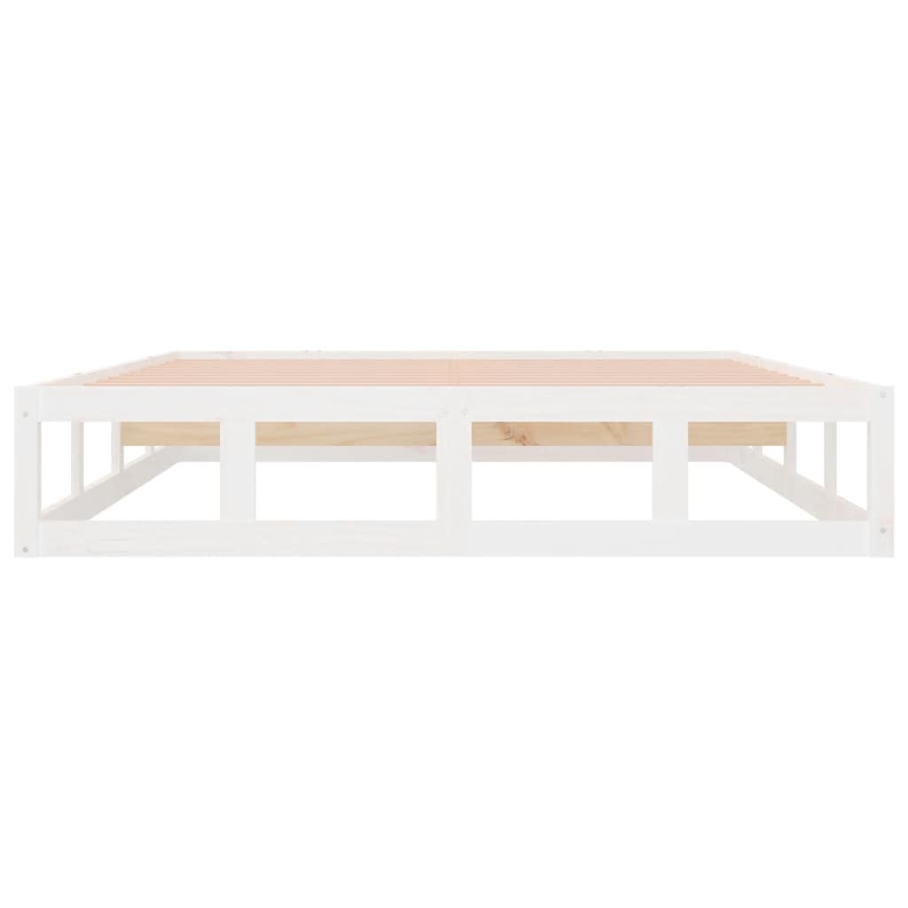 Bed Frame without Mattress White 135x190 cm Double Double Solid Wood