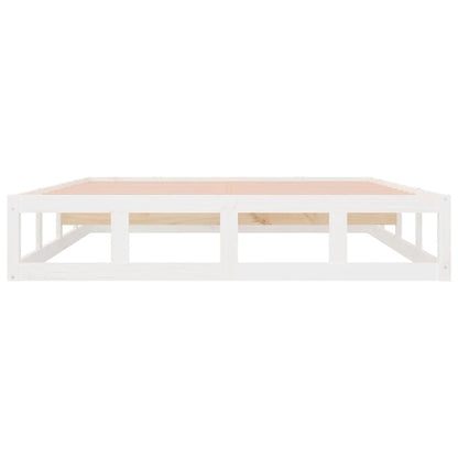Bed Frame without Mattress White 135x190 cm Double Double Solid Wood