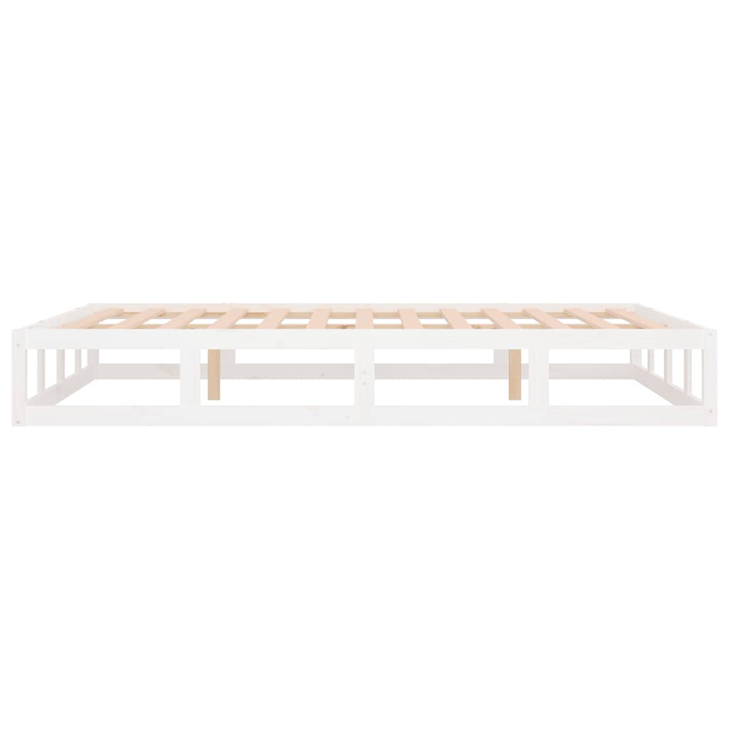 Bed Frame without Mattress White 135x190 cm Double Double Solid Wood