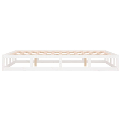 Bed Frame without Mattress White 135x190 cm Double Double Solid Wood
